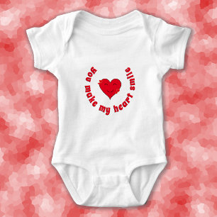 Red heart happiness quote baby bodysuit