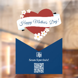 Red Heart Happy Mother's Day Banner-Scan Specials! Window Cling