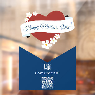Red Heart Happy Mother's Day Banner-Scan Specials! Window Cling