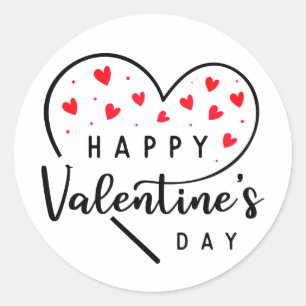 Red Heart Happy Valentine's Day Classic Round Sticker