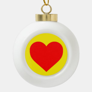 Red Heart Heat Pop Art Ceramic Ball Christmas Ornament