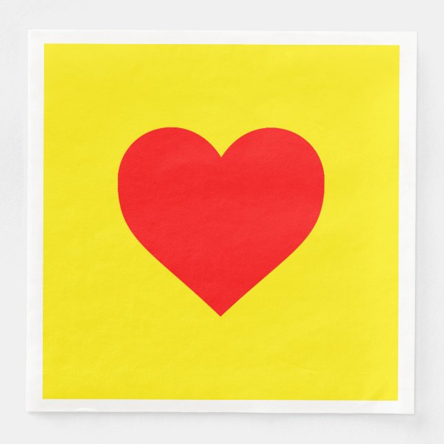 Red Heart Heat Yellow Napkin (Front)