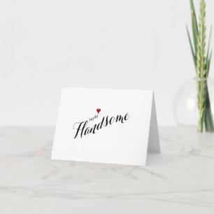 Red Heart Hello Handsome Wedding Card