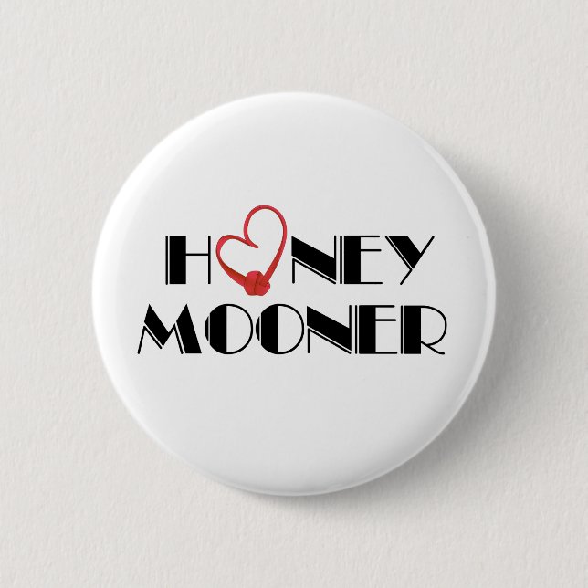 Red Heart Honeymooner 2 Inch Round Button (Front)
