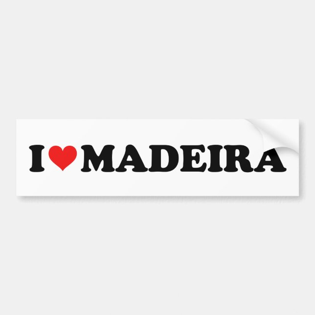 Red Heart I Love Madeira Car Bumper Sticker (Front)