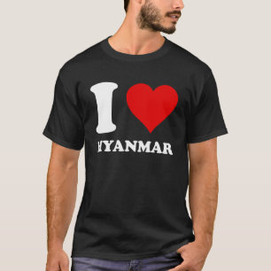 Red Heart I Love Myanmar T-Shirt