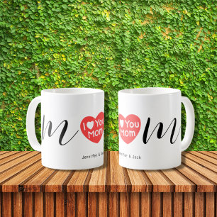 Red Heart I Love You Mom Mother's Day Coffee Mug