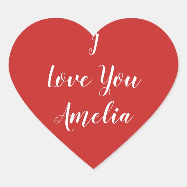 Red Heart I Love You personalized Heart Sticker (Front)