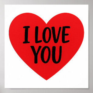 Red Heart “I LOVE YOU” – Romantic Minimalist Desig Poster
