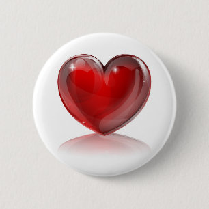 Red heart illustration 2 inch round button