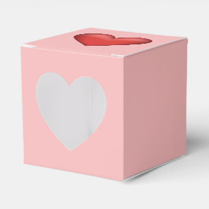 Red Heart Illustration On Blush Pink Colour Favor Box