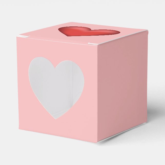 Red Heart Illustration On Blush Pink Colour Favor Box (Front Side)