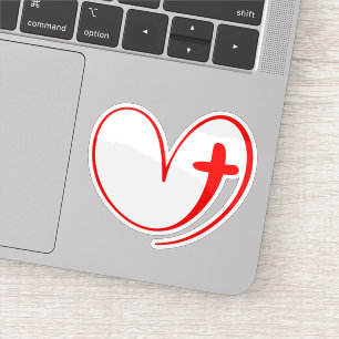Red Heart Intertwined With A Cross