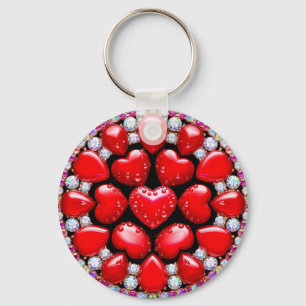 Red Heart Jewellery Circle Keychain