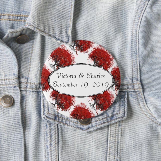 Red Heart Leaf Tree 4 Inch Round Button (In Situ)