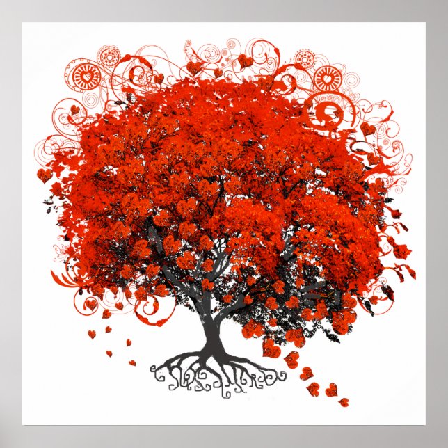 Red Heart Leaf Tree Poster (Front)
