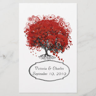 Red Heart Leaf Tree Stationery