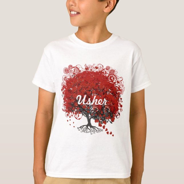 Red Heart Leaf Tree T-Shirt (Front)