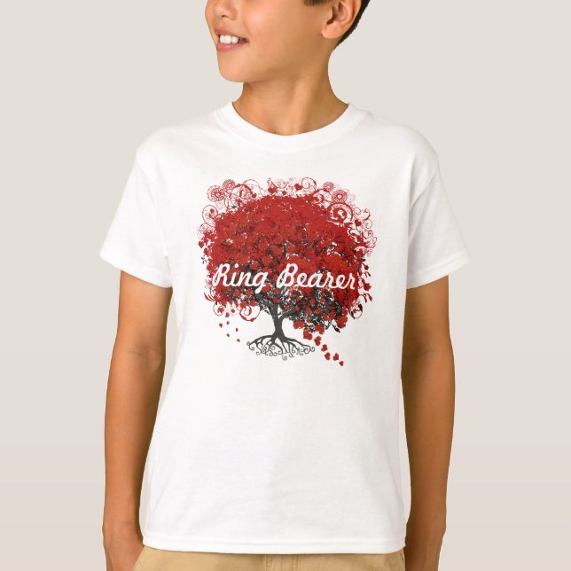 Red Heart Leaf Tree T-Shirt (Front)