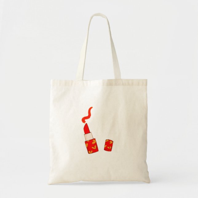 Red Heart Lipstick Pop Art Design Tote Bag (Front)