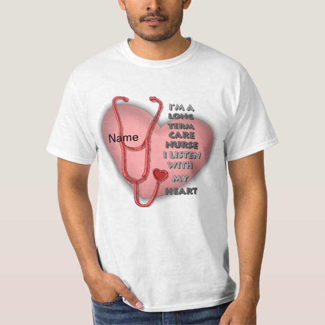 Red Heart Long Term Care Nurse T-Shirt (Front)