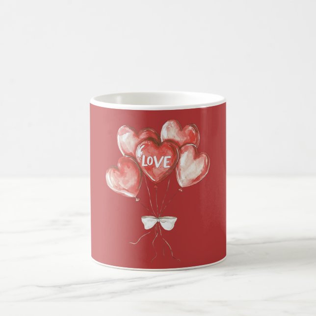 Red Heart Love Balloons Coffee Mug (Center)