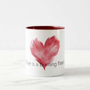 Red Heart Love Burning Flame Two-Tone Coffee Mug