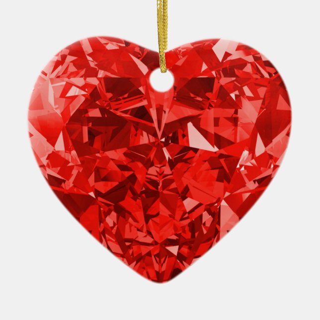 Red Heart Love Ceramic Ornament (Front)