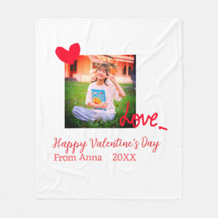 Red heart love happy valentine's day add photo nam fleece blanket