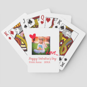 Red heart love happy valentine's day add photo nam playing cards