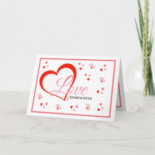 Red heart love kisses and hugs valentine's holiday card