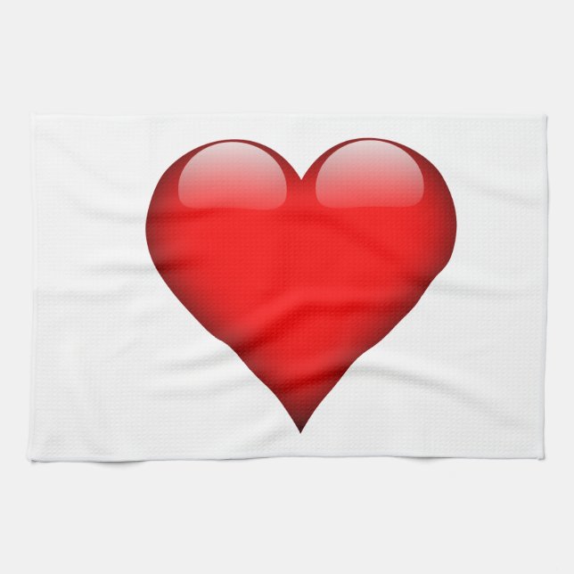 Red Heart Love Kitchen Towel (Horizontal)