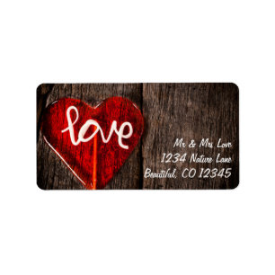 Red Heart Love Lollipop and Rustic Barn Wood Label