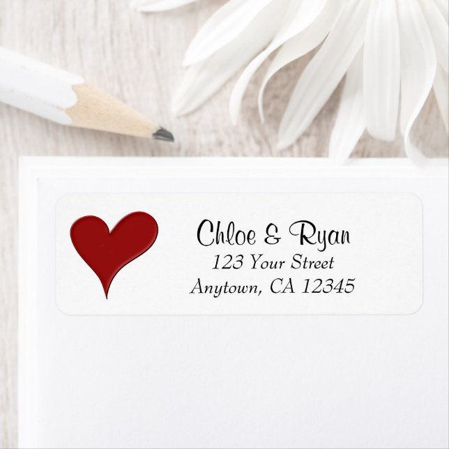Red Heart Love Mariage Valentine Adresse de retour (En situation)