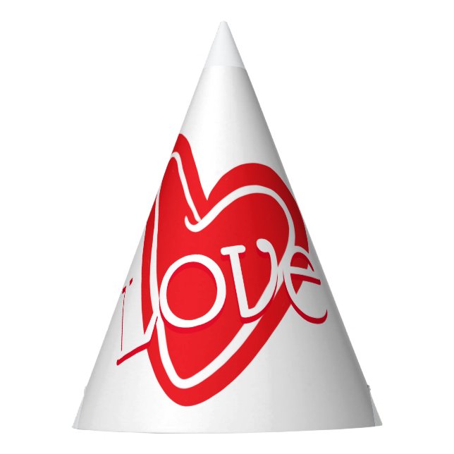 Red Heart LOVE  Party Hat (Front)