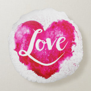Red Heart Love Round Pillow