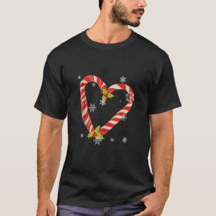Red heart Love Santa Candy Cane Matching Christmas T-Shirt