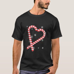 Red heart Love Santa Candy Cane Matching Christmas T-Shirt