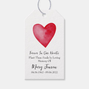 Red Heart Love Seed Packet Memorial Funeral Gift Tags