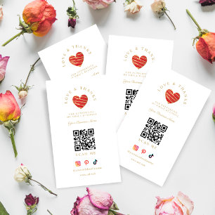 Red Heart Love & Thanks Supporting Small Business Business Card