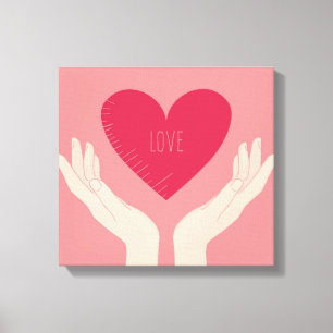 Red Heart love valentines blush pink girl Canvas Print