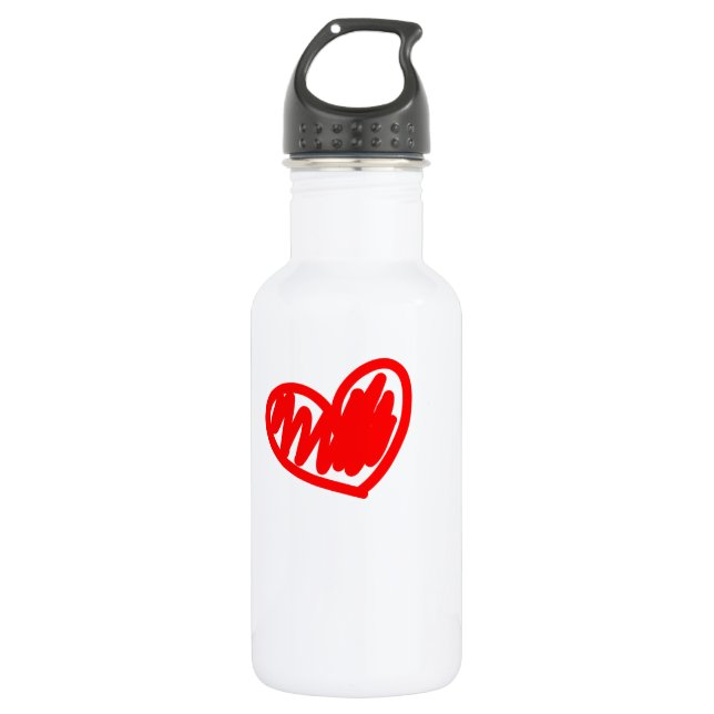 Red heart. Love. Valentine's day 532 Ml Water Bottle (Front)