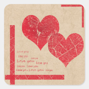 red heart love Valentine's day Square Sticker
