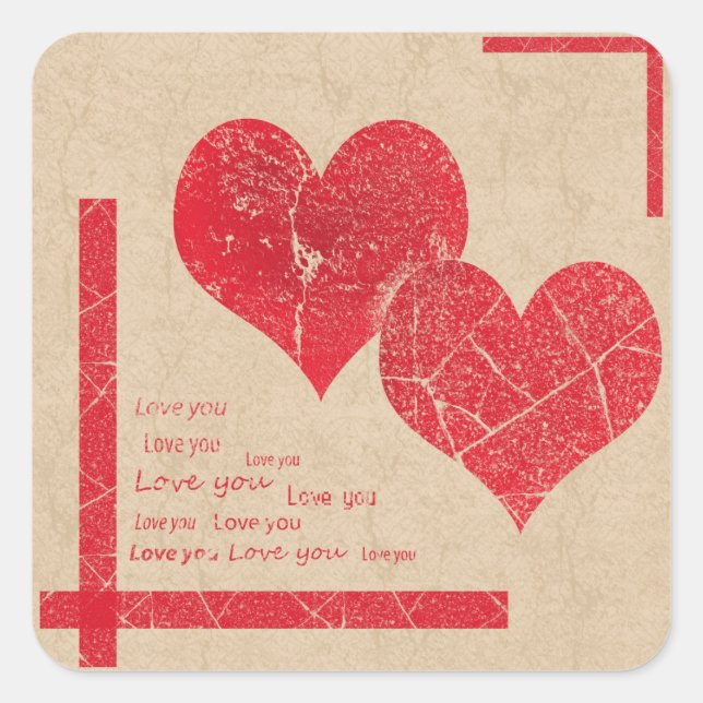 red heart love Valentine's day Square Sticker (Front)
