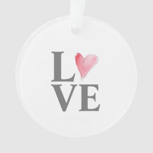 Red Heart Love Watercolor Art Sweet Couple NAMES Ornament