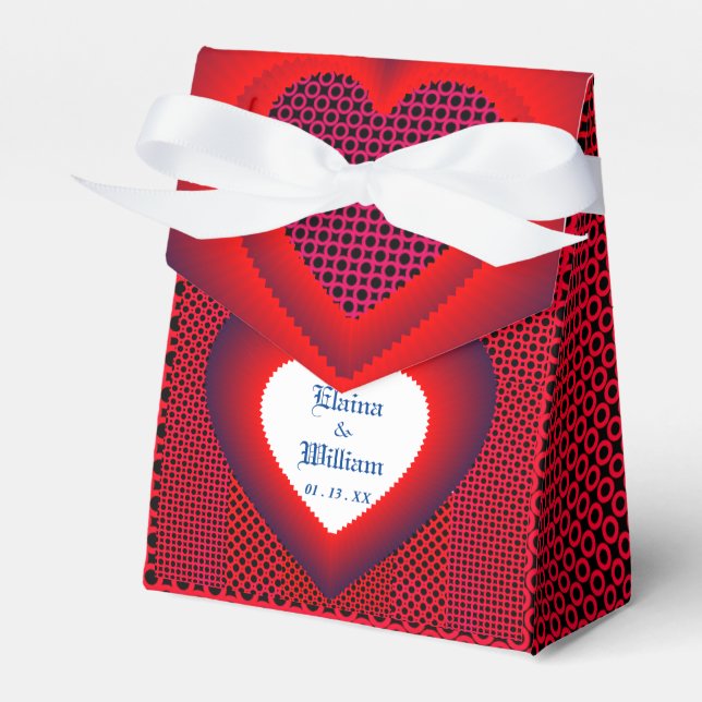 Red Heart Love Wedding  Favor Box (Front Side)