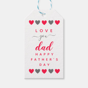 Red Heart Love You Dad Simple Gift Tag