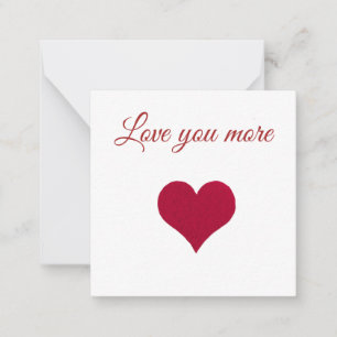 Red heart Love you more Flat Note Card