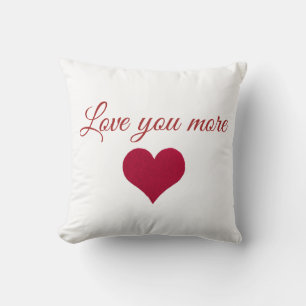 red heart love you more throw pillow