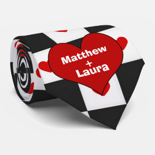 Red Heart Lovers   Custom Chequerboard Tie